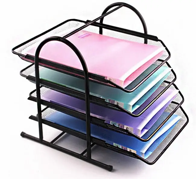 4-Tier Office Document Tray Paper/Magazine Desk Organizer (Black)