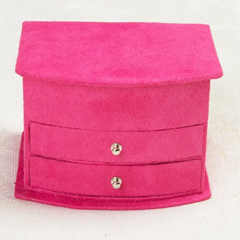 Deluxe Velvet Jewelry Box 3 Level Organizer & Drawers Hot Pink