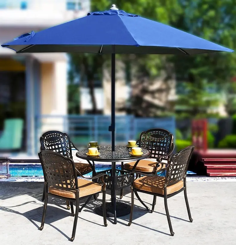 Alfresco 2.7m Steel Outdoor Garden Patio Market Umbrella (Blue)