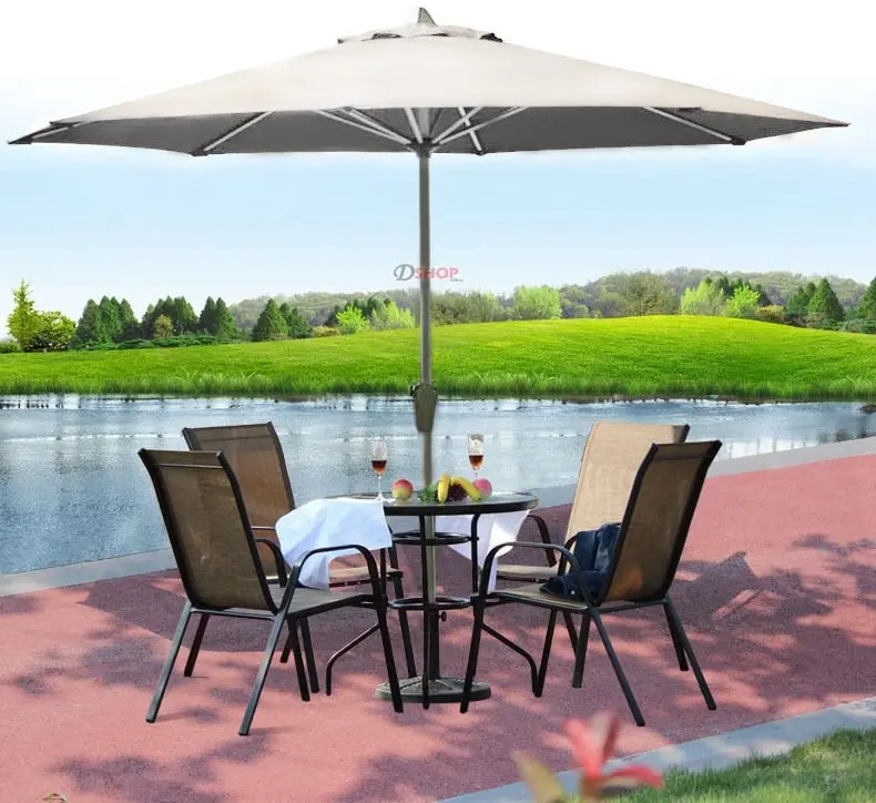 Alfresco 2.7m Steel Outdoor Garden Patio Market Umbrella (White)