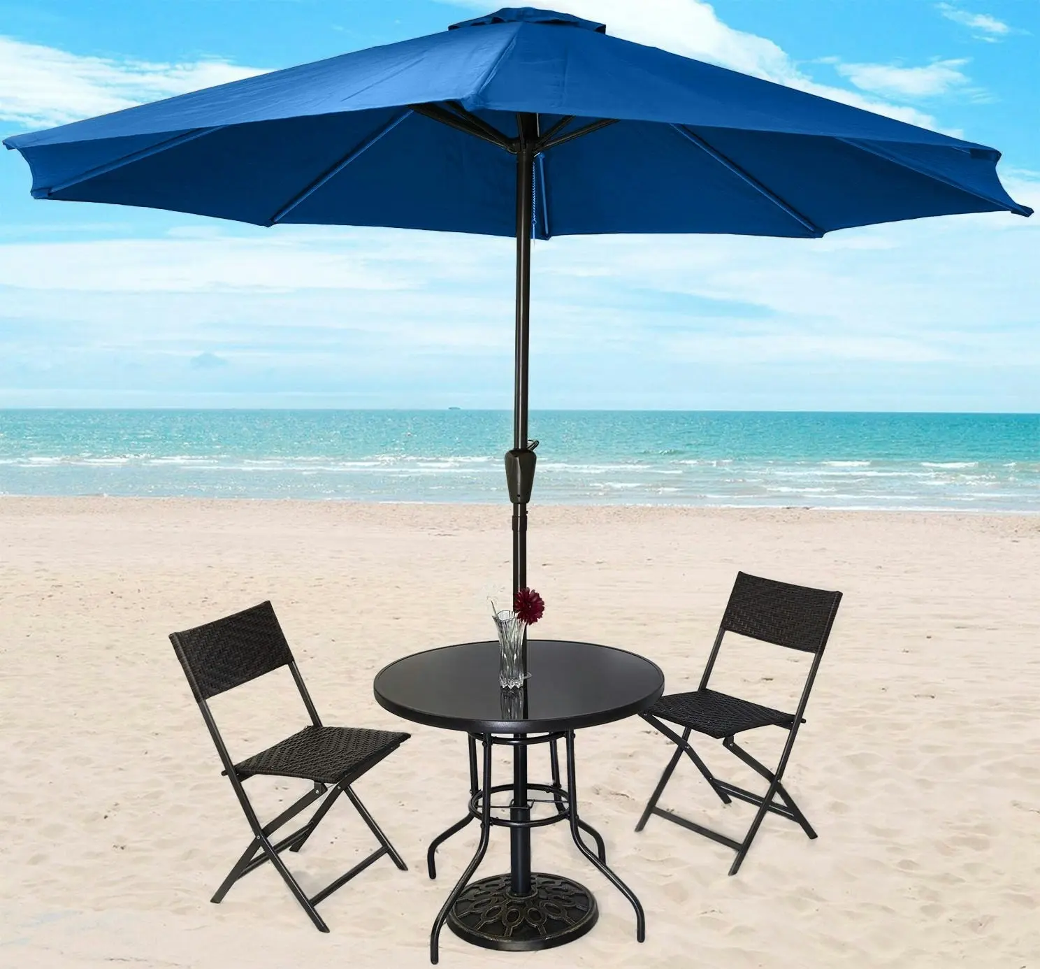 Alfresco 3m Steel Outdoor Garden Patio Market Umbrella (Blue)