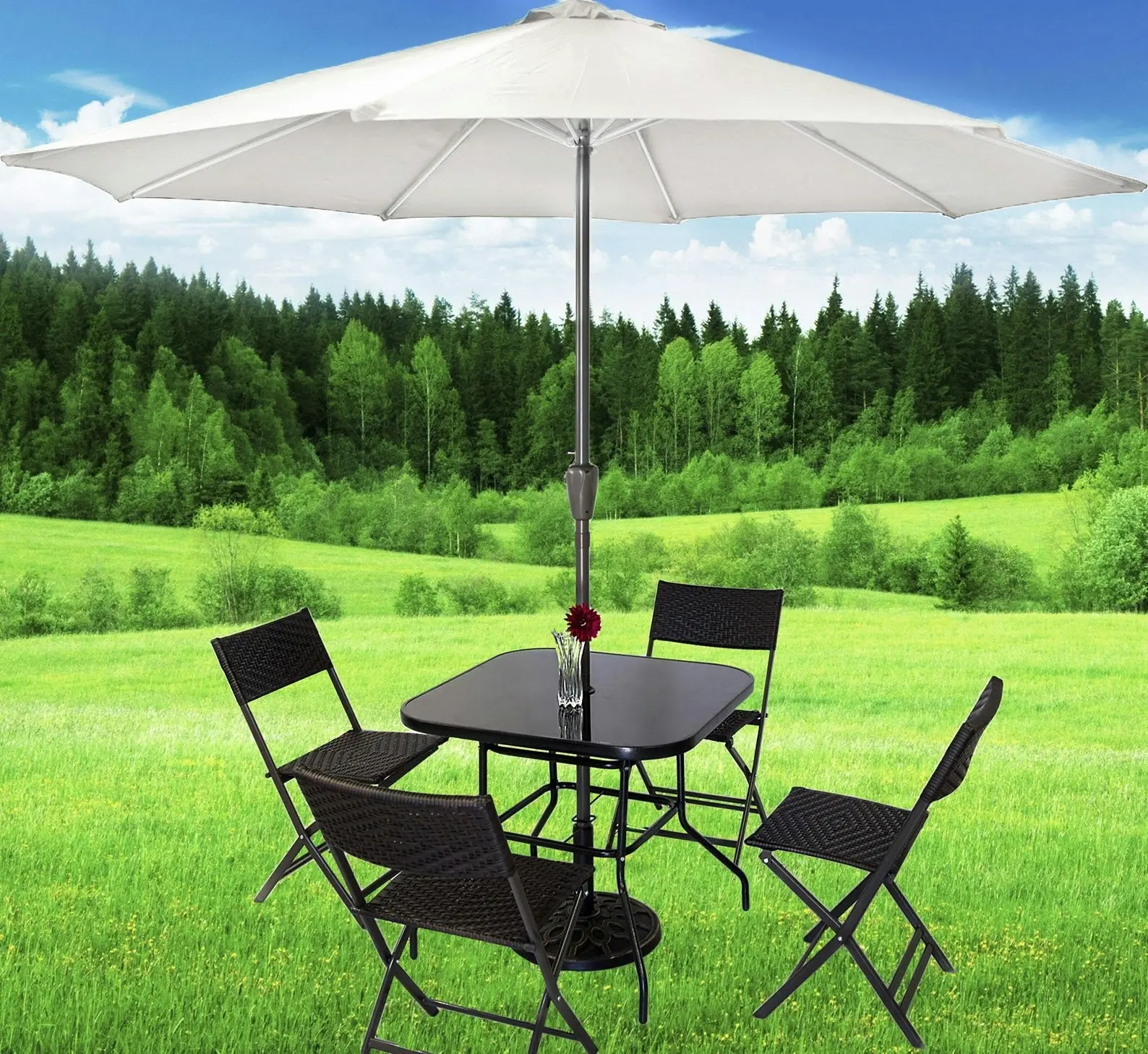 Alfresco 3m Steel Outdoor Garden Patio Market Umbrella (White)