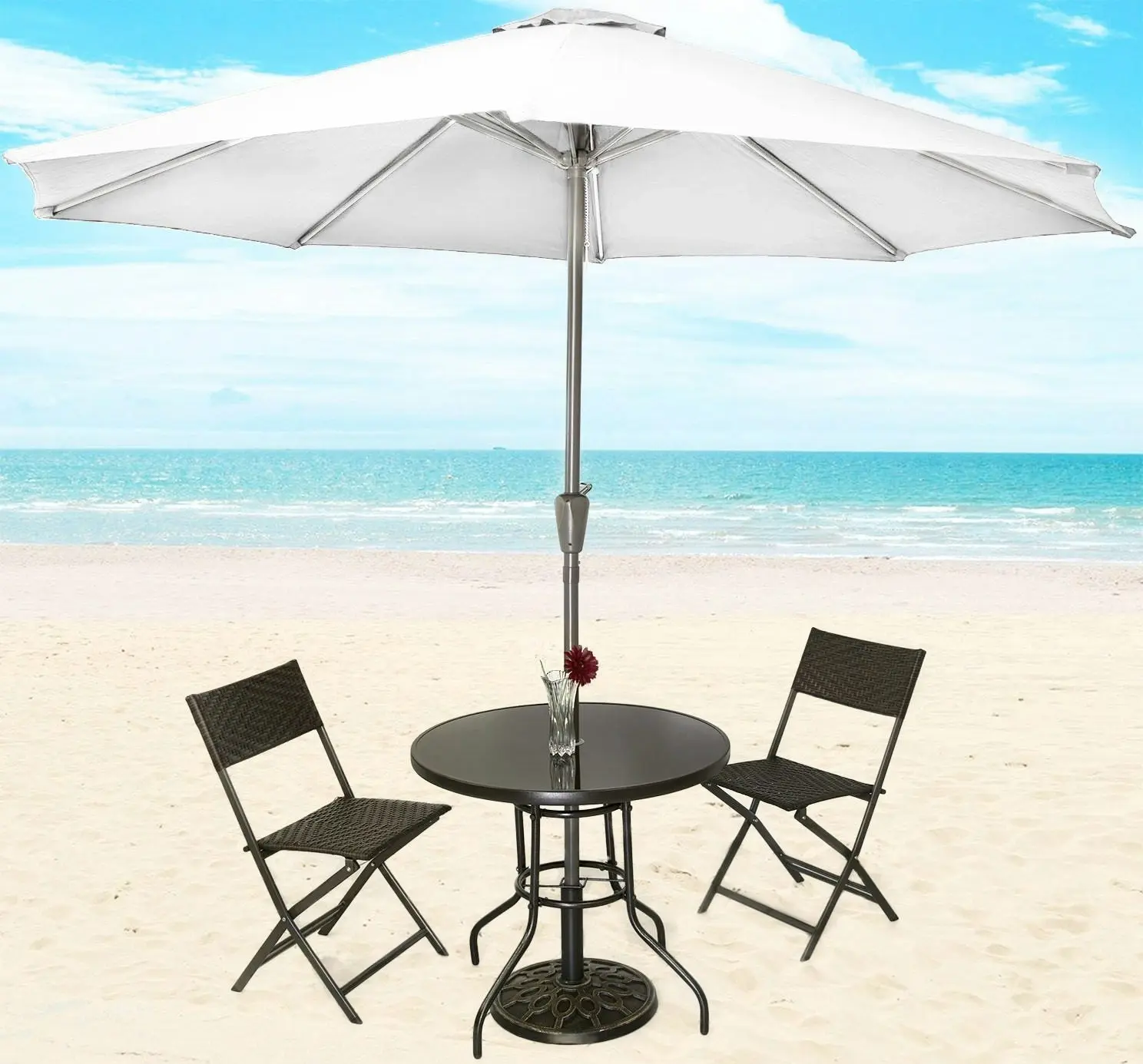 Alfresco 3m Steel Outdoor Garden Patio Market Umbrella (White)