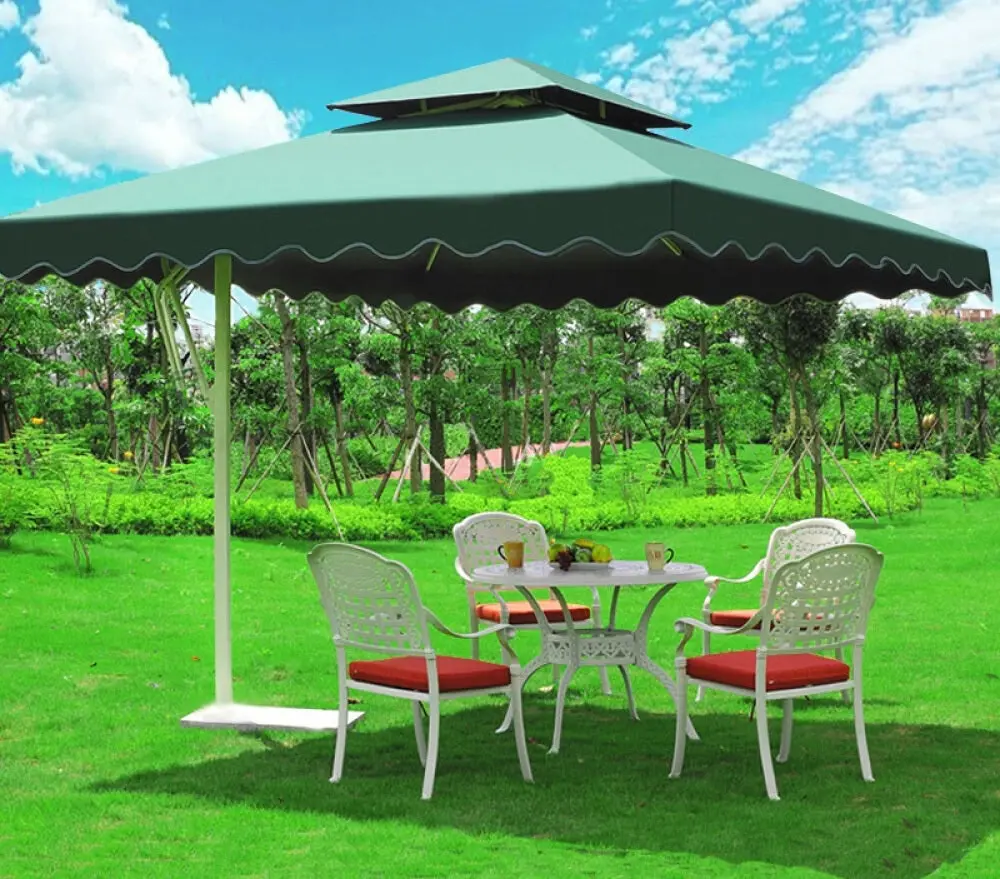 Varossa 3.5m Large Square Cantilever Outdoor Umbrella (Green)