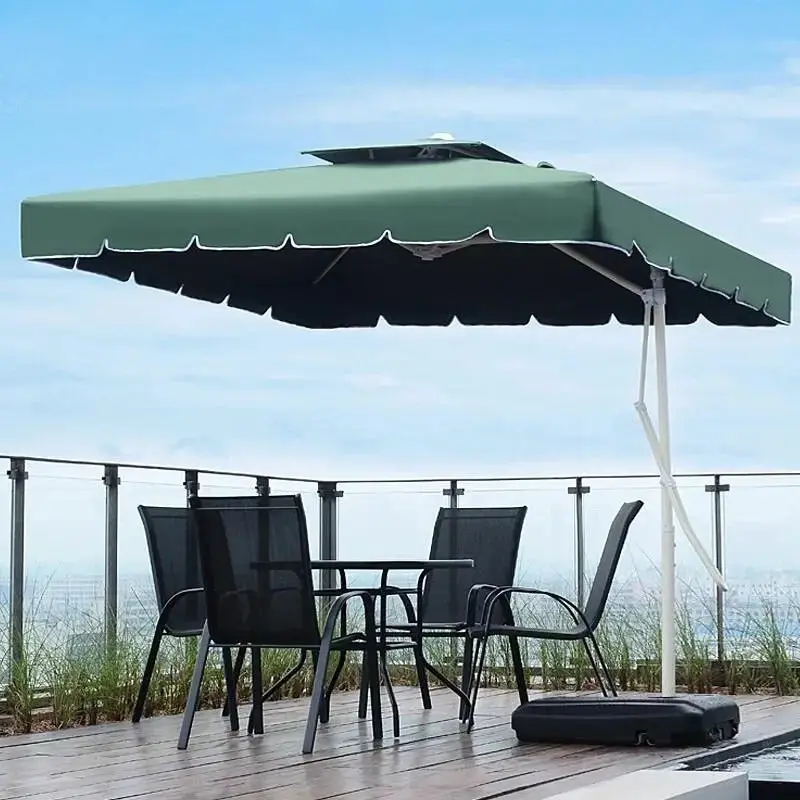 Varossa 3.5m Large Square Cantilever Outdoor Umbrella (Green)