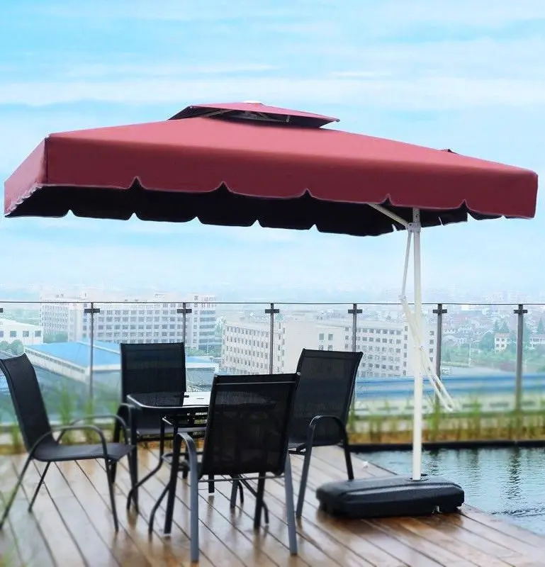 Varossa 3.5m Large Square Cantilever Outdoor Umbrella (Maroon)