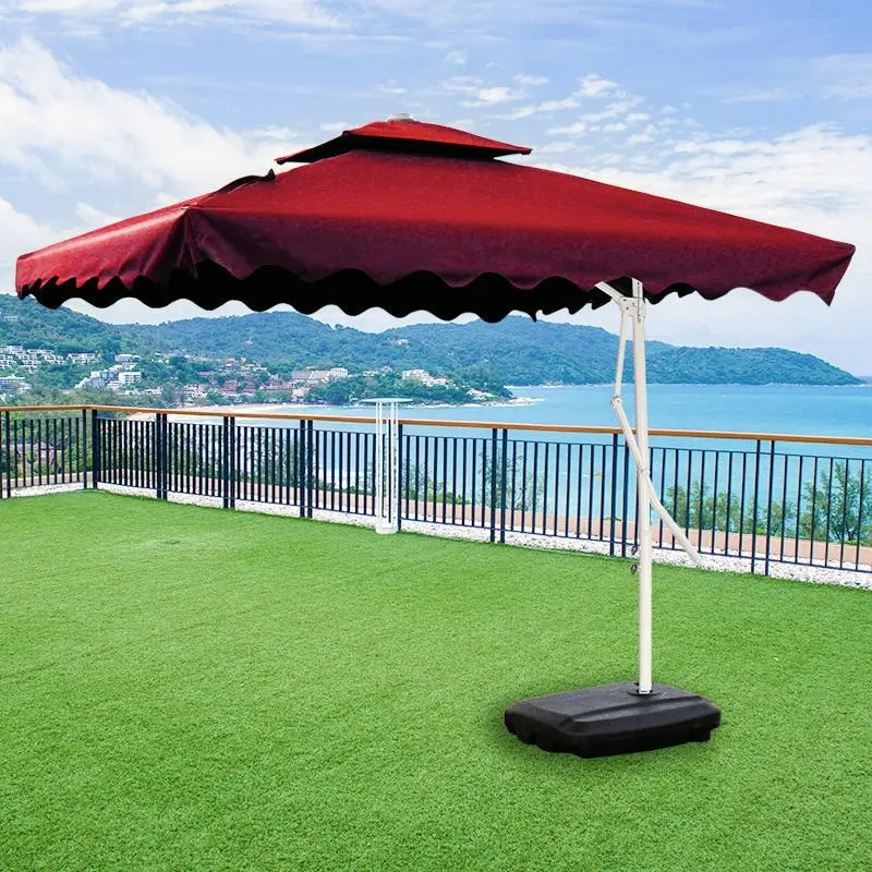 Varossa 3.5m Large Square Cantilever Outdoor Umbrella (Maroon)