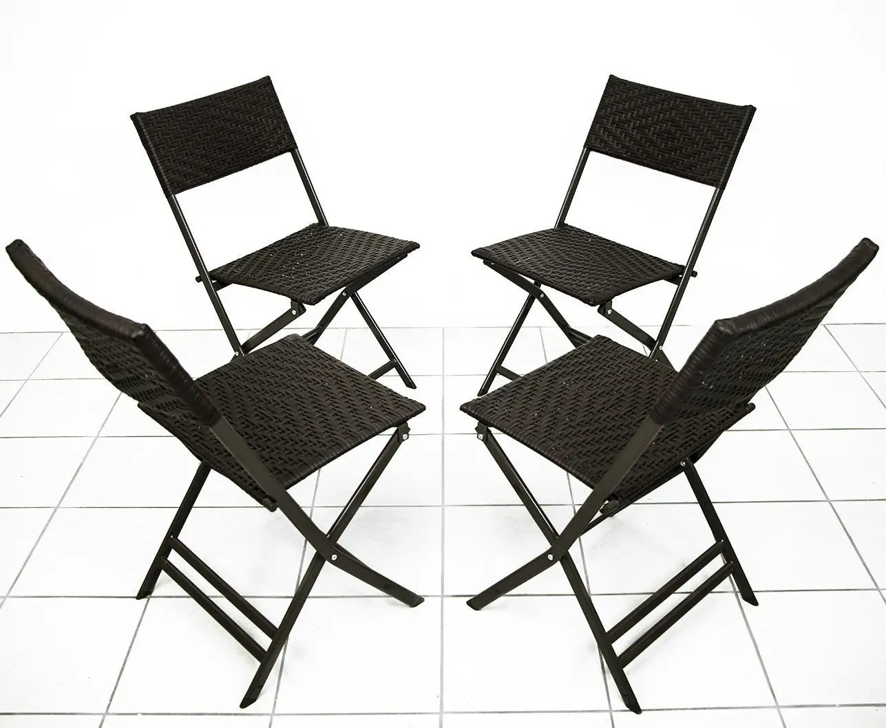 4 x Alfresco Rattan Wicker Folding Outdoor Chairs