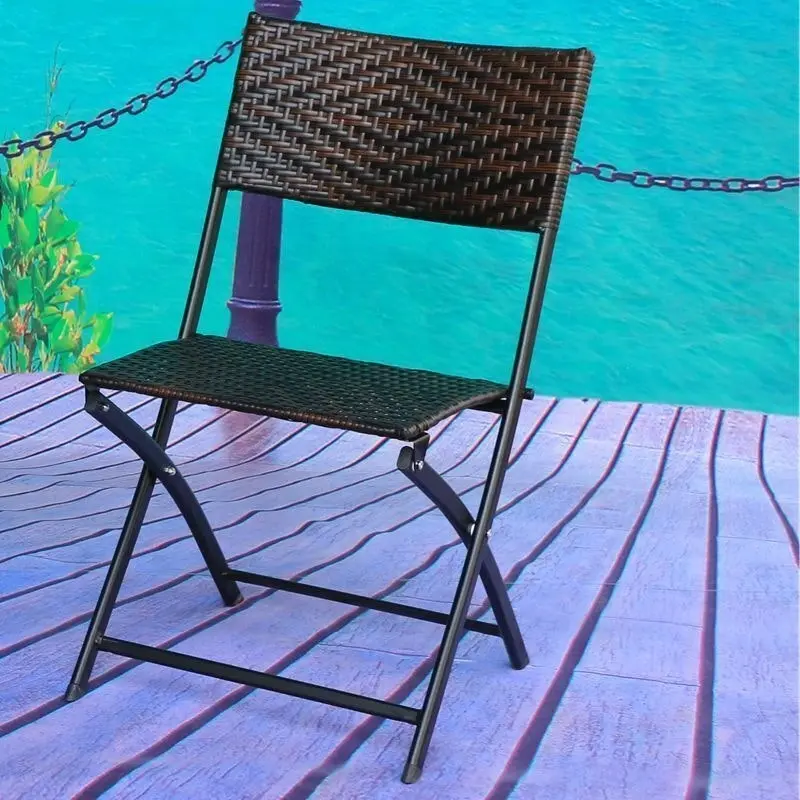 4 x Alfresco Rattan Wicker Folding Outdoor Chairs