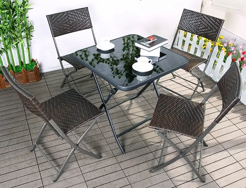 4 x Alfresco Rattan Wicker Folding Outdoor Chairs