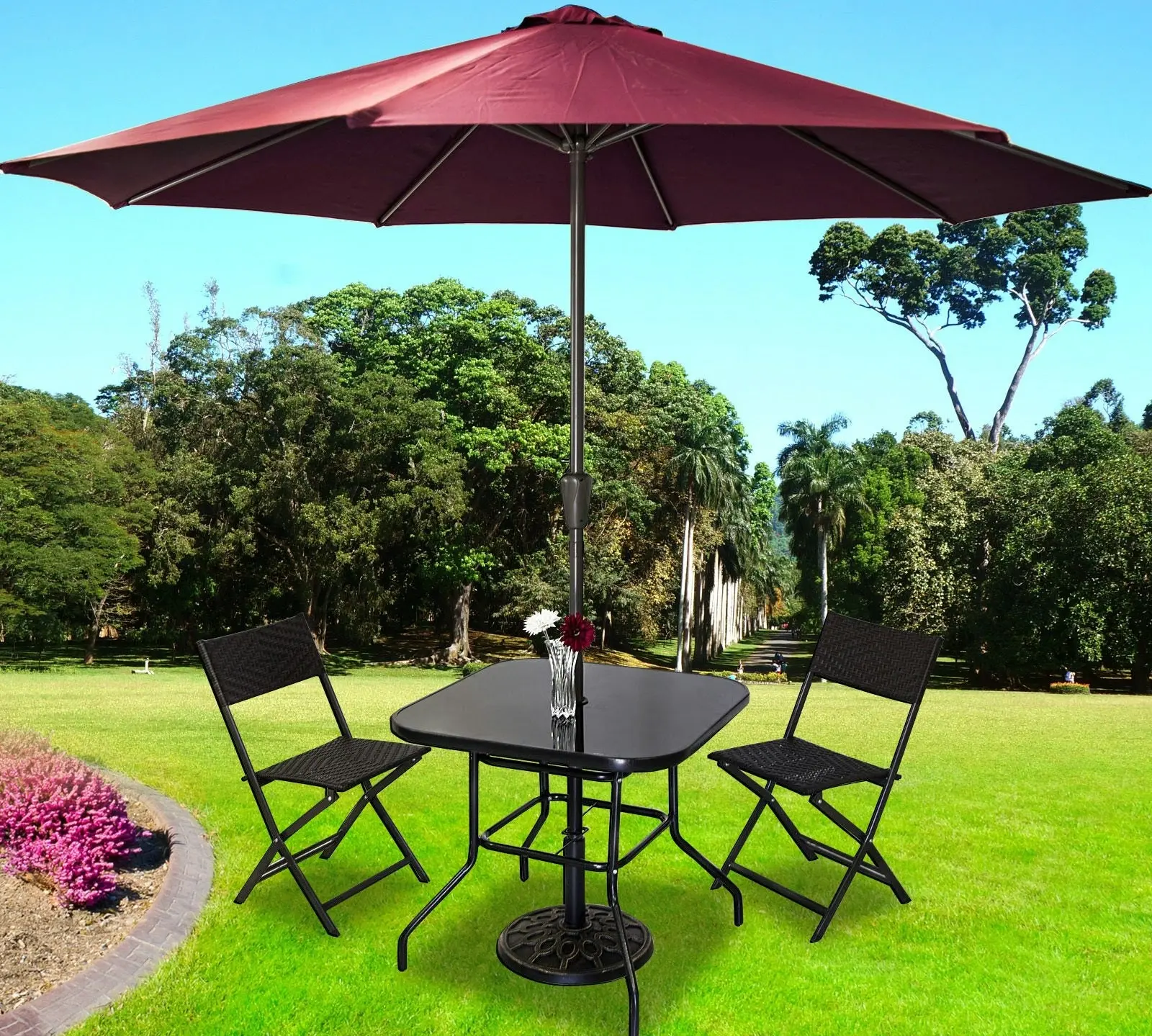 Alfresco 3 Piece Outdoor Setting (2 Rattan Chairs & Square Table)