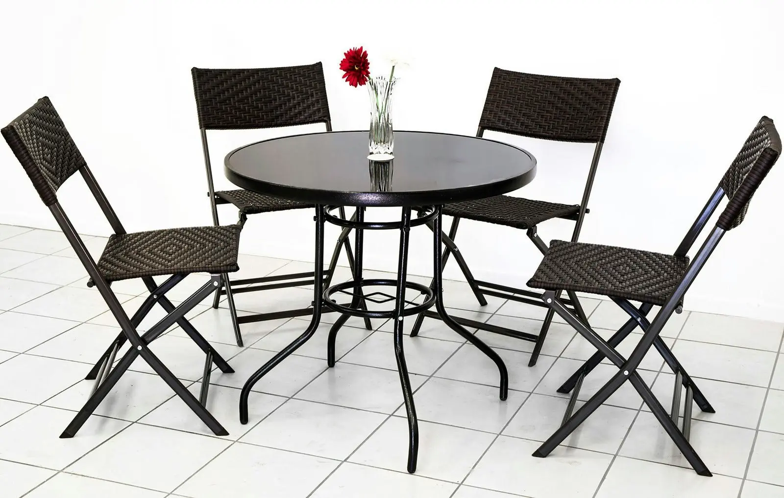 Alfresco 5 Piece Outdoor Setting (4 Rattan Chairs & Round Table)