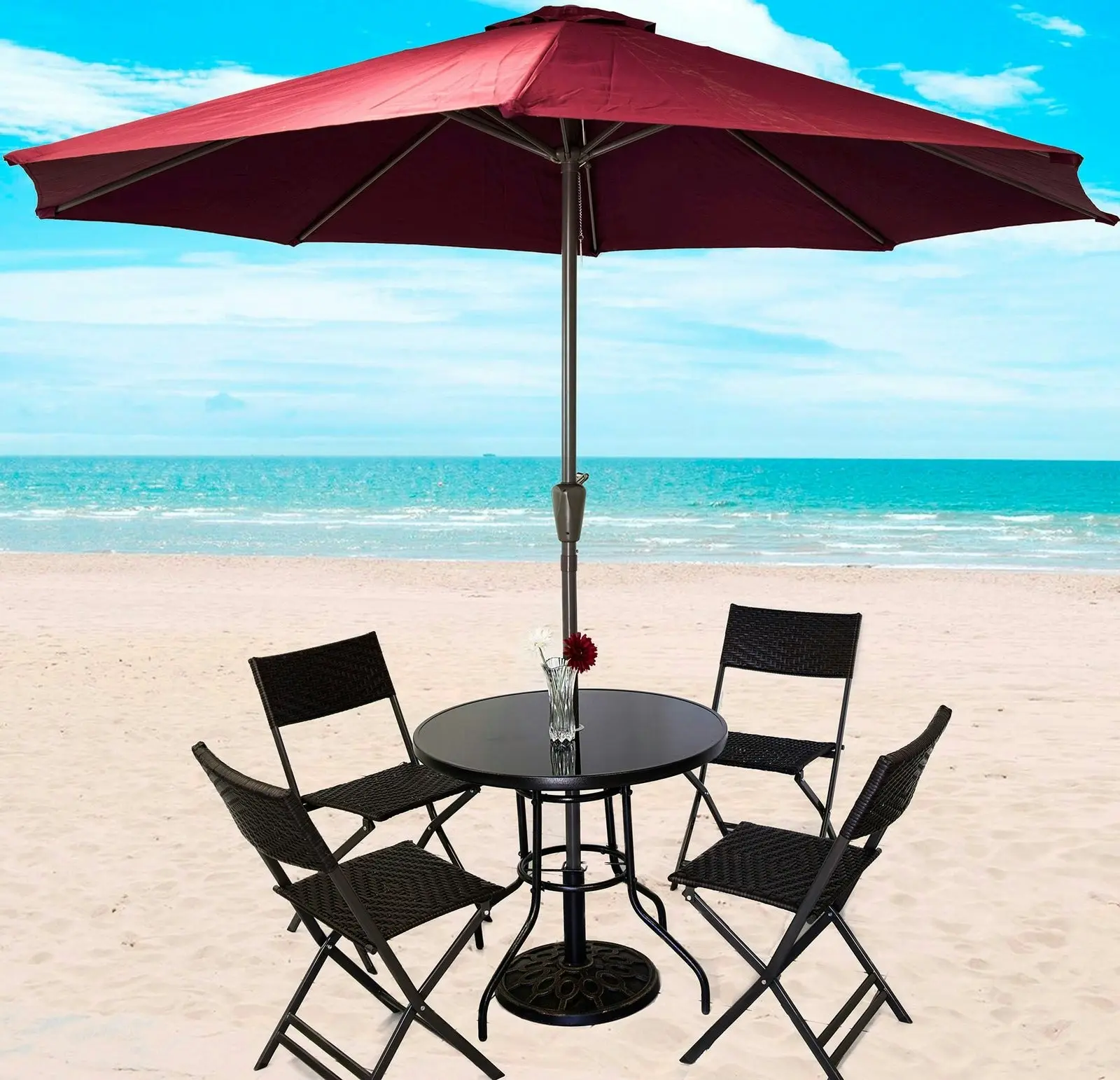 Alfresco 5 Piece Outdoor Setting (4 Rattan Chairs & Round Table)