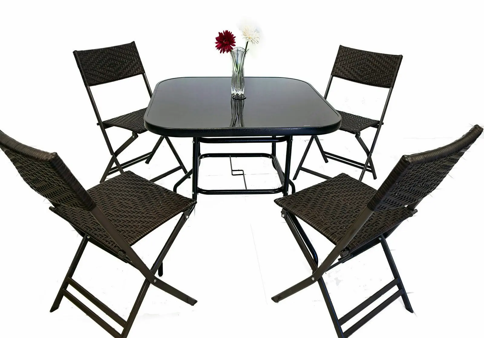 Alfresco 5 Piece Outdoor Setting (4 Rattan Chairs & Square Table)