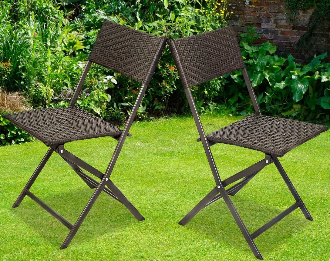 Alfresco 5PC Outdoor Setting (Beige Umbrella & Stand, 2 Rattan Chairs, Square Table)