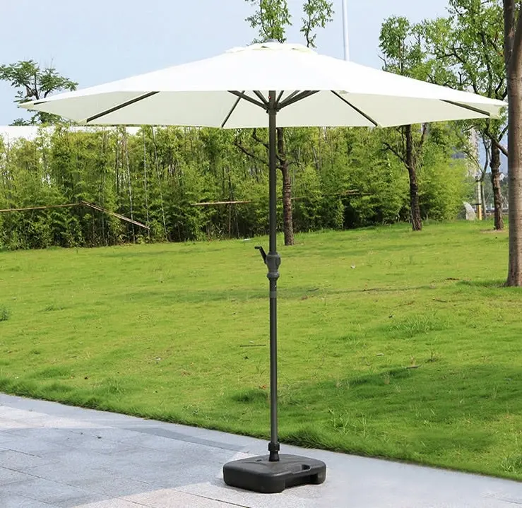 Alfresco 5PC Outdoor Setting (White Umbrella & Stand, 2 Rattan Chairs, Square Table)