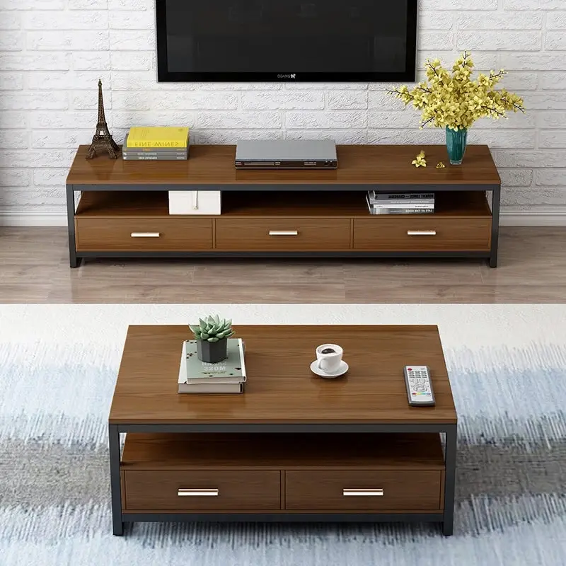 2-Piece Set Athena Coffee Table & TV Cabinet with Drawers (Walnut)