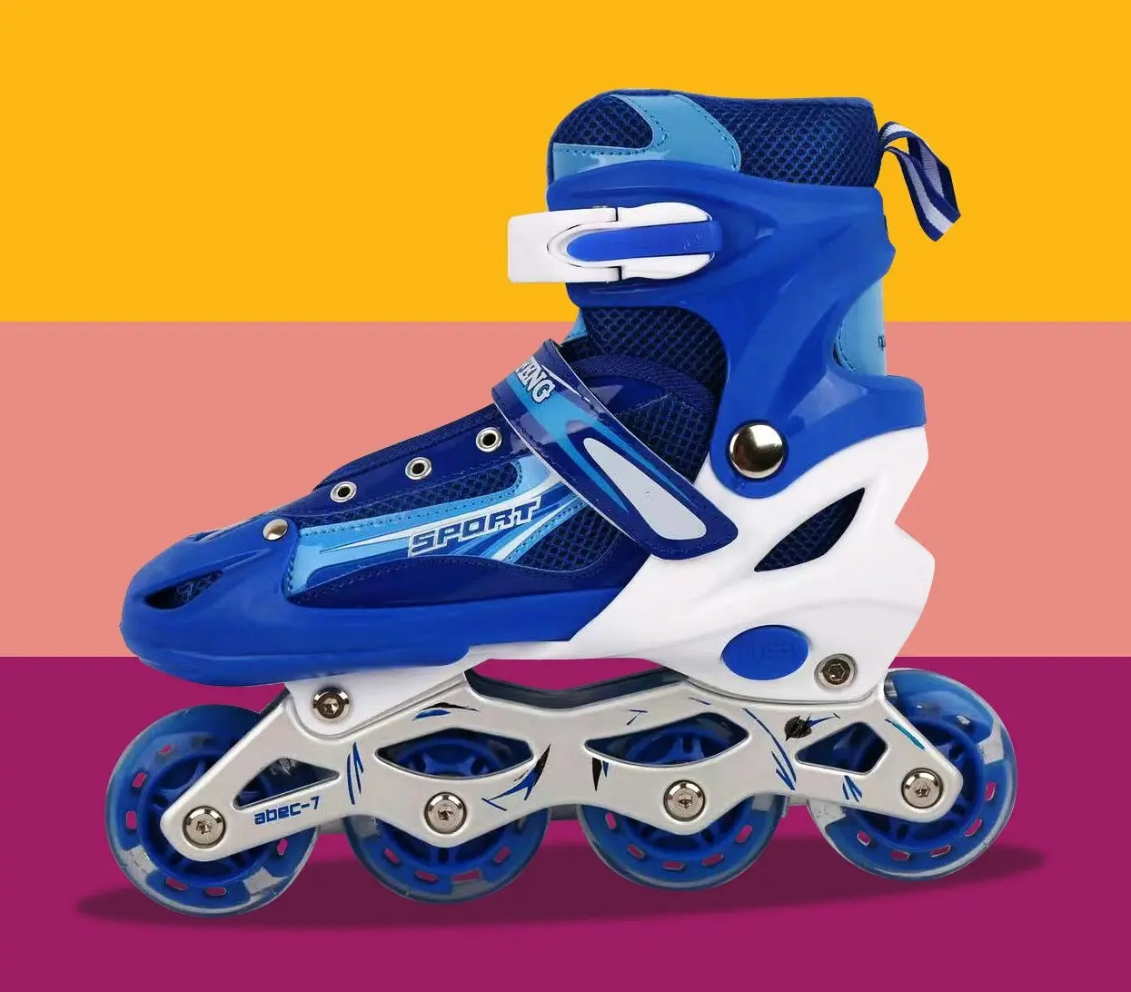 Adjustable Roller Blades Inline Skates (Blue , L)