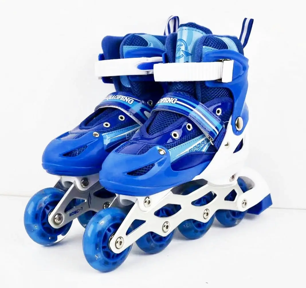 Adjustable Roller Blades Inline Skates (Blue , L)