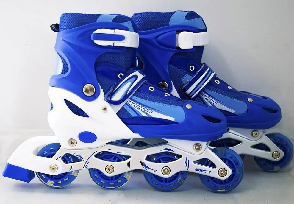 Adjustable Roller Blades Inline Skates (Blue , L)