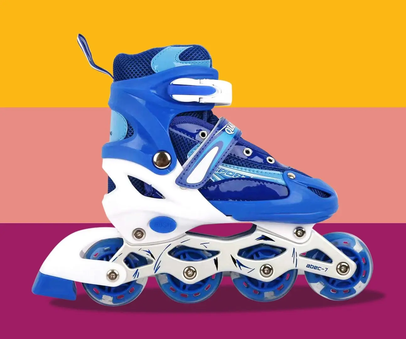 Adjustable Roller Blades Inline Skates (Blue , L)