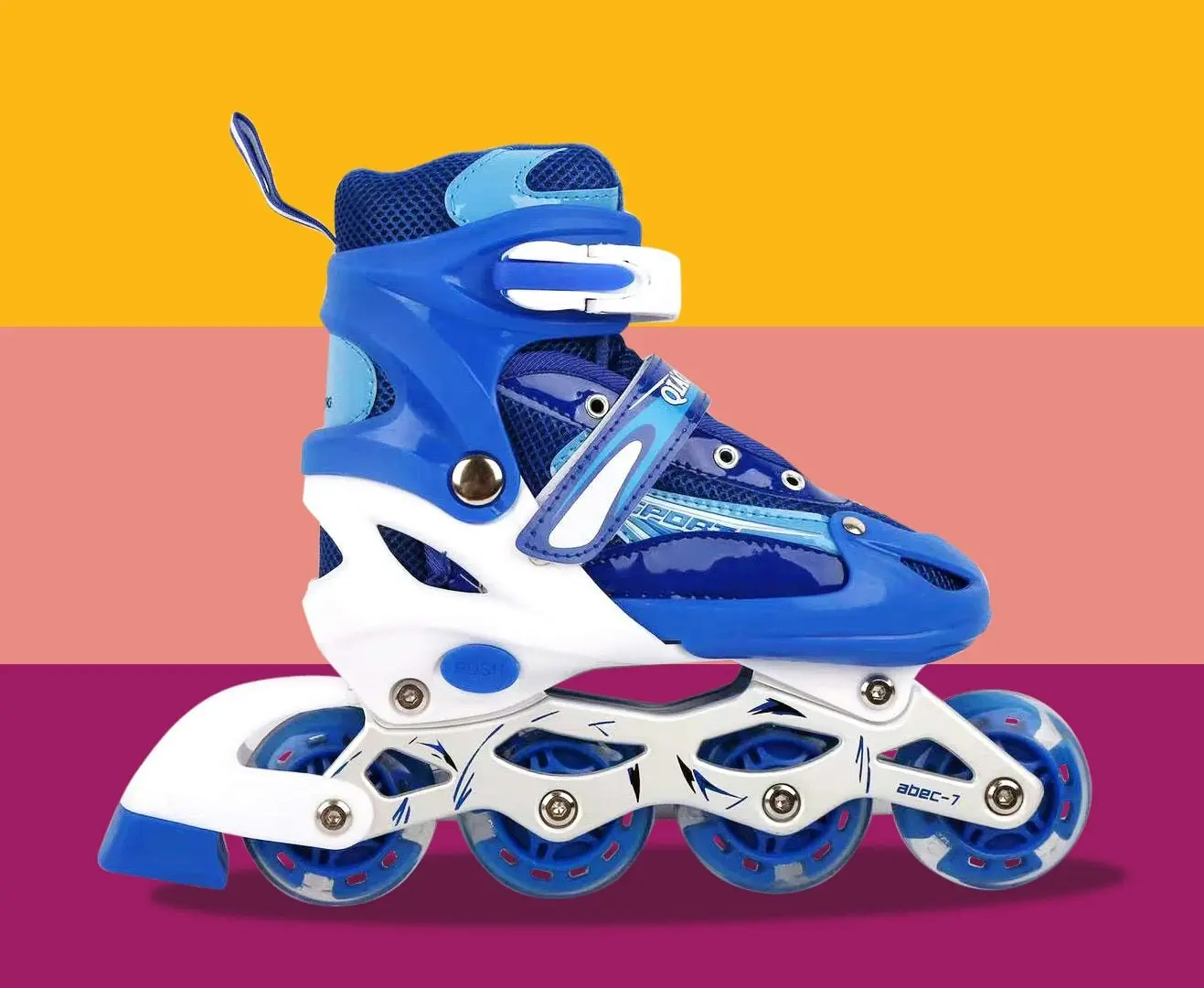 Adjustable Roller Blades Inline Skates (Blue , M)