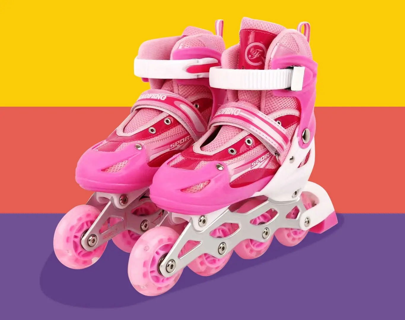 Adjustable Roller Blades Inline Skates (Pink, L)