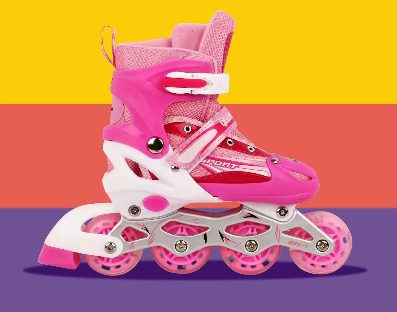 Adjustable Roller Blades Inline Skates (Pink, L)