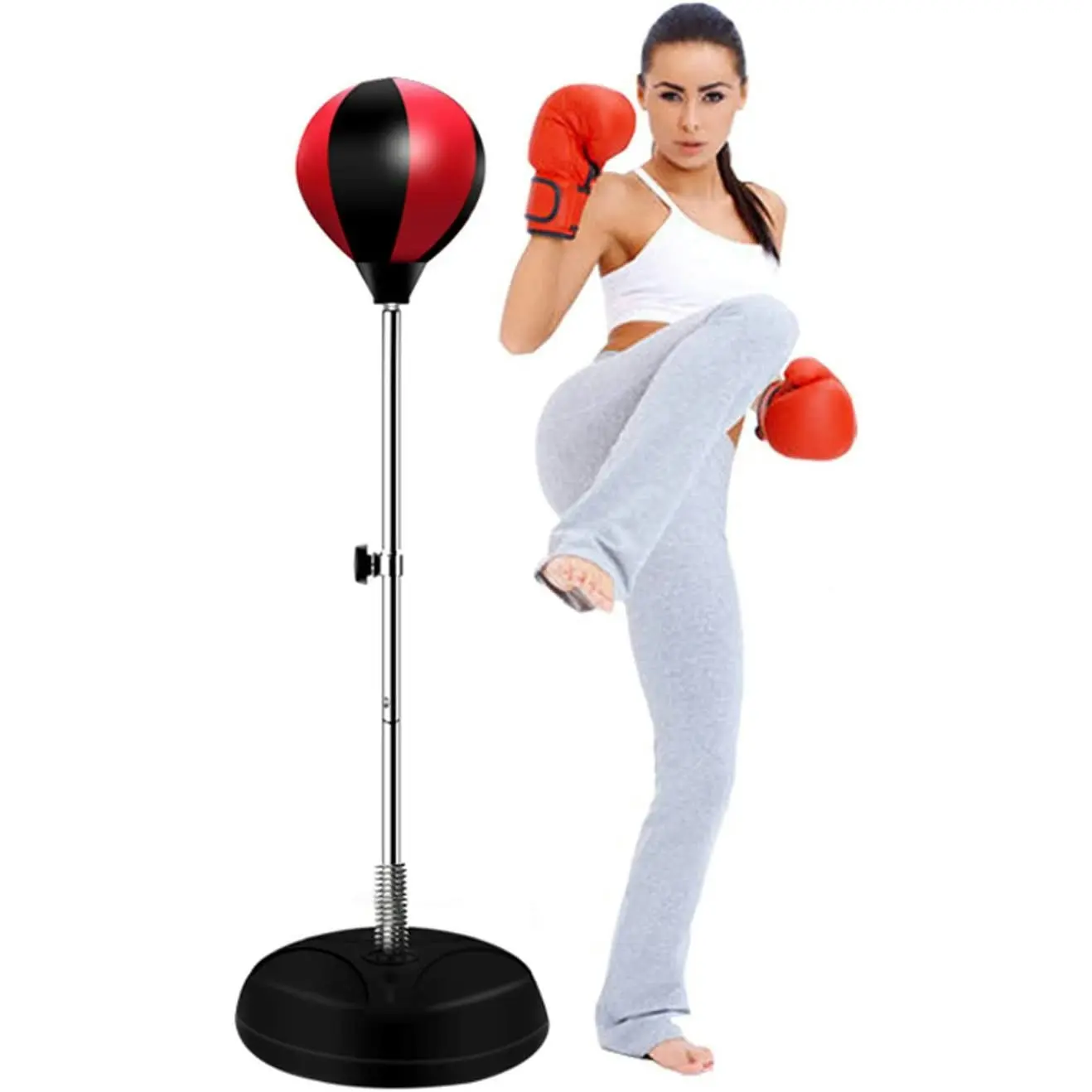 Speed Ball Stand Punching Boxing Bag Glove Set Adult Size