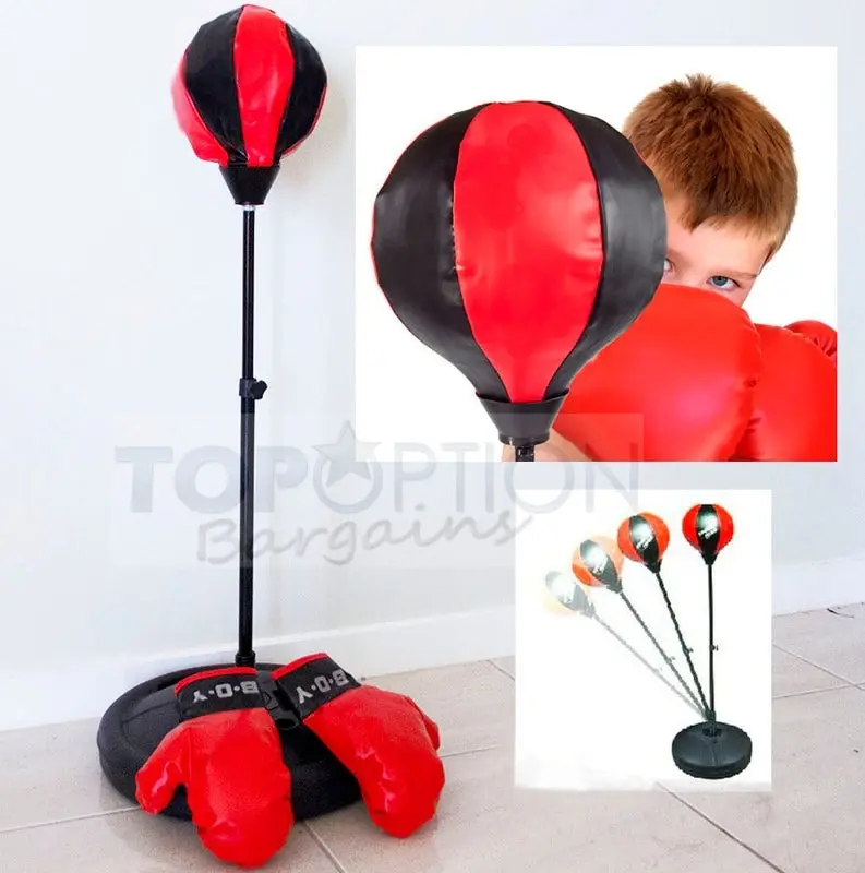 Kids Speed Ball Stand Punching Boxing Bag Glove Set