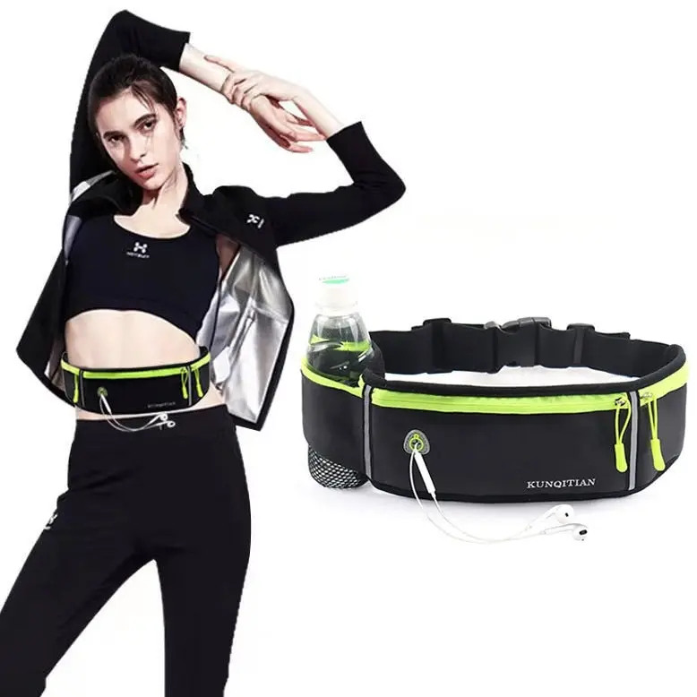 Fitness Outdoor Sports Belt Bag Running Waist Zip Pouch (Black)