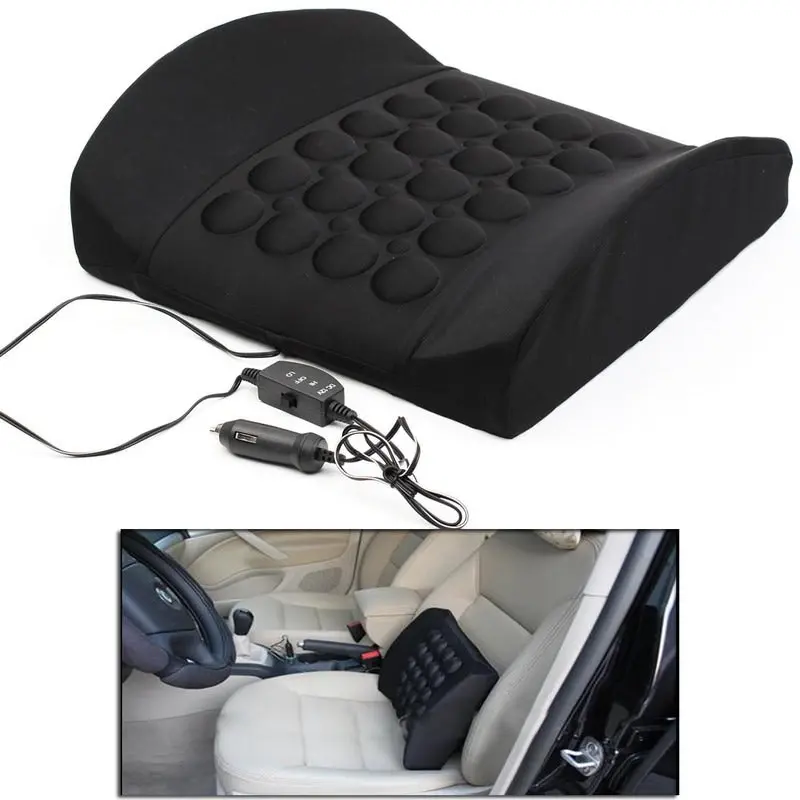 Turbo Vibration Electric Car Back Massage Cushion 12V (Black)