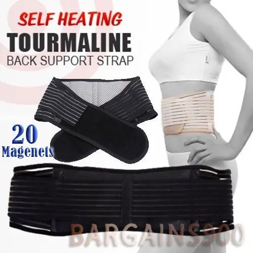 2 x Bio Waist Lower Back Support Magnetic Brace Pain Relief (BLACK)