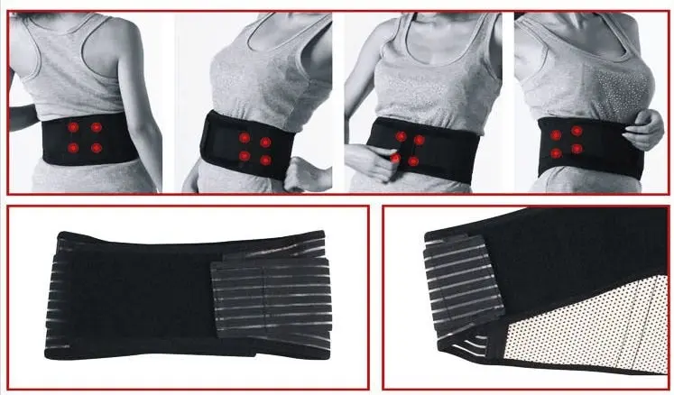 2 x Bio Waist Lower Back Support Magnetic Brace Pain Relief (BLACK)