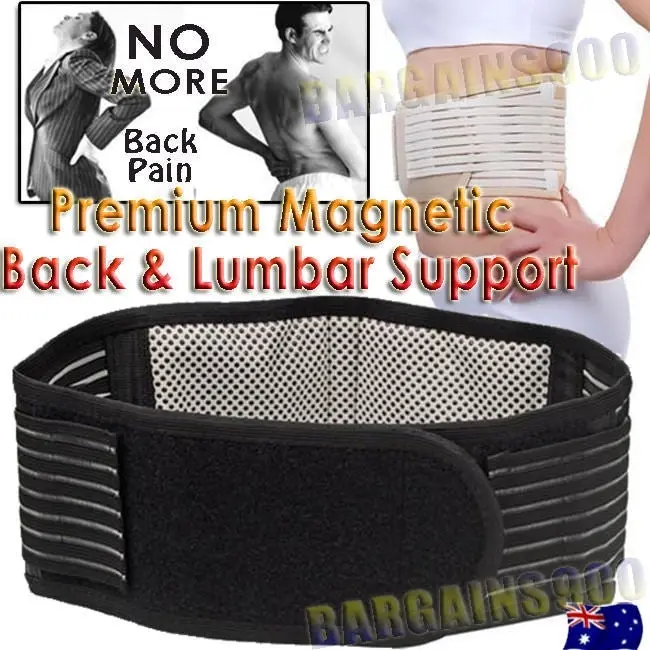 2 x Bio Waist Lower Back Support Magnetic Brace Pain Relief (BLACK)