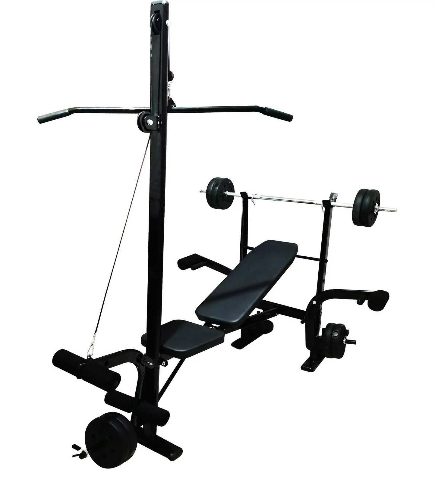 Multi-Station Weight Bench Press Pull Down Home Gym