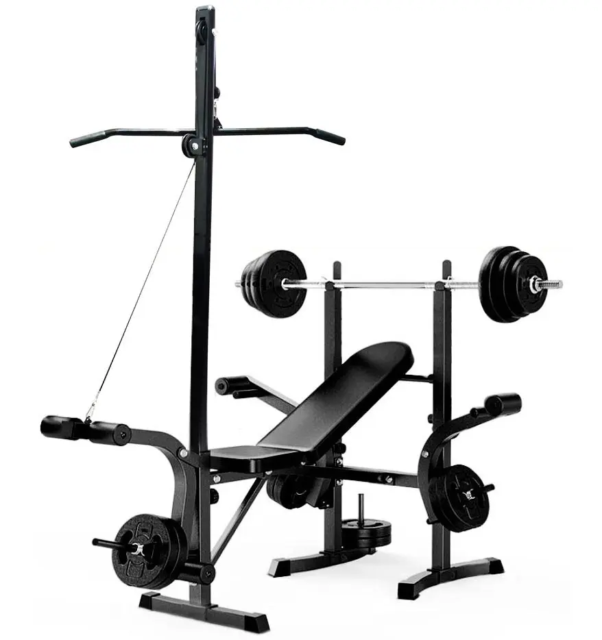 Multi-Station Weight Bench Press Pull Down Home Gym