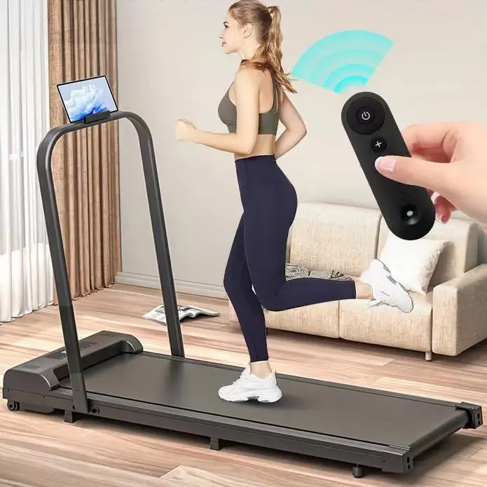 2-in-1 Fitness Foldable Electric Treadmill Space-Saving Machine Walking Running Pad