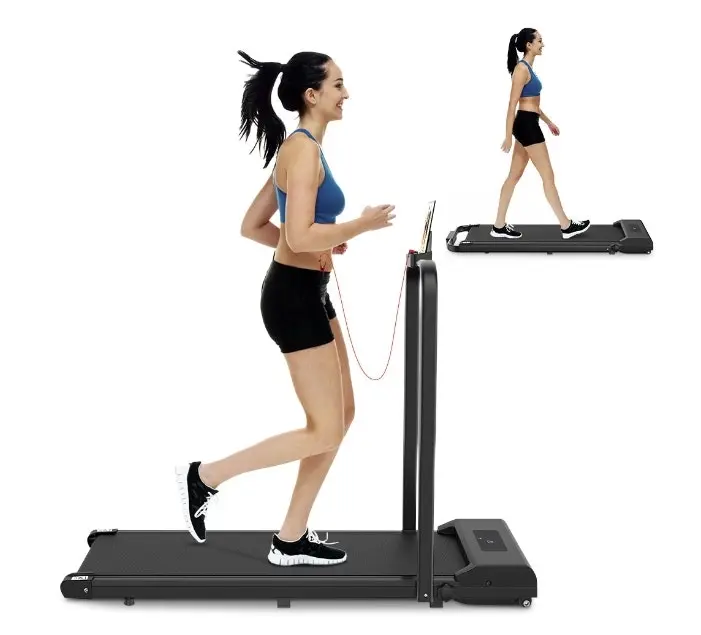 2-in-1 Fitness Foldable Electric Treadmill Space-Saving Machine Walking Running Pad