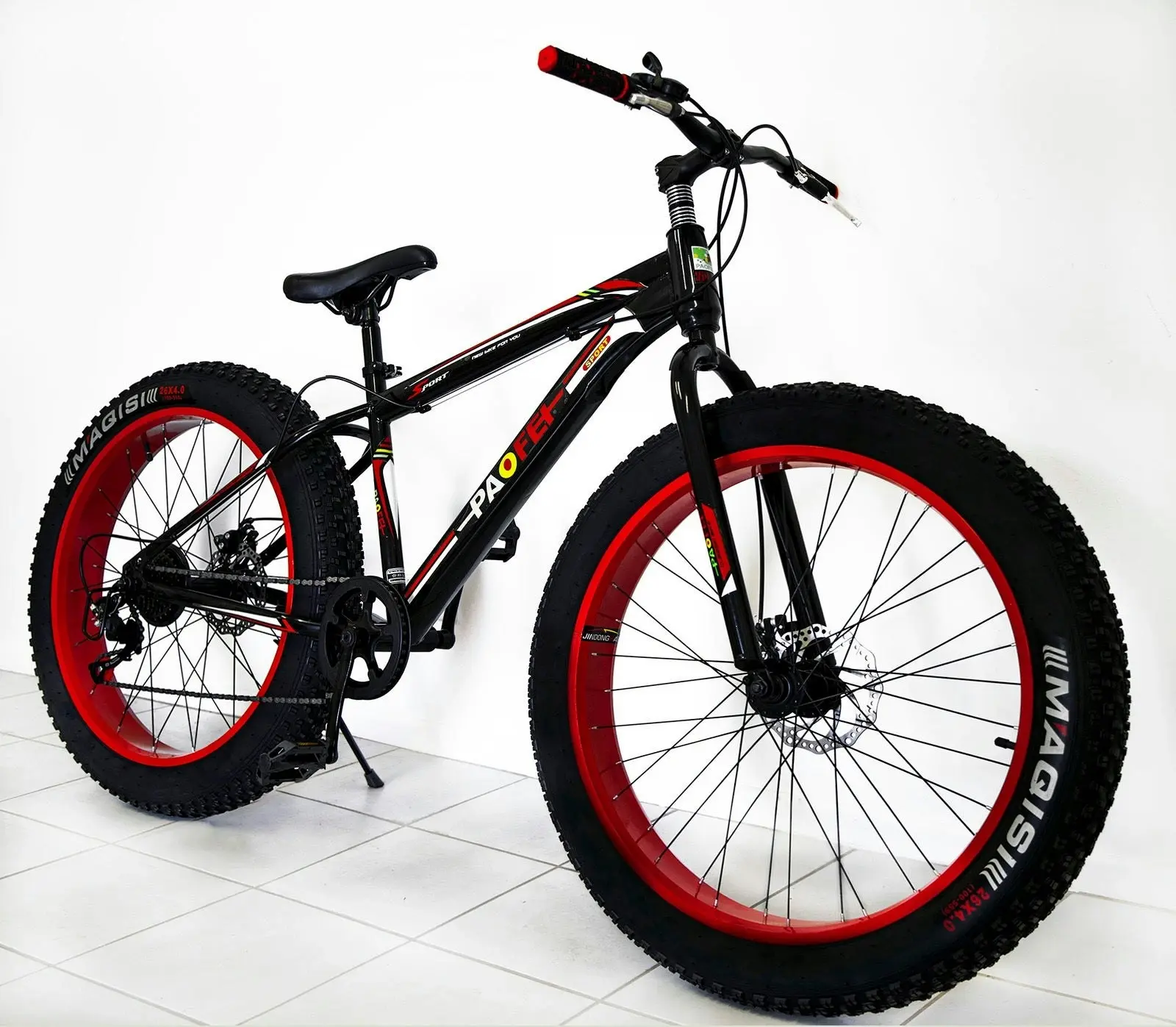 Large Tire Heavy Duty Fat Wheel Mountain Bike (Premium Red & Black Bicycle)