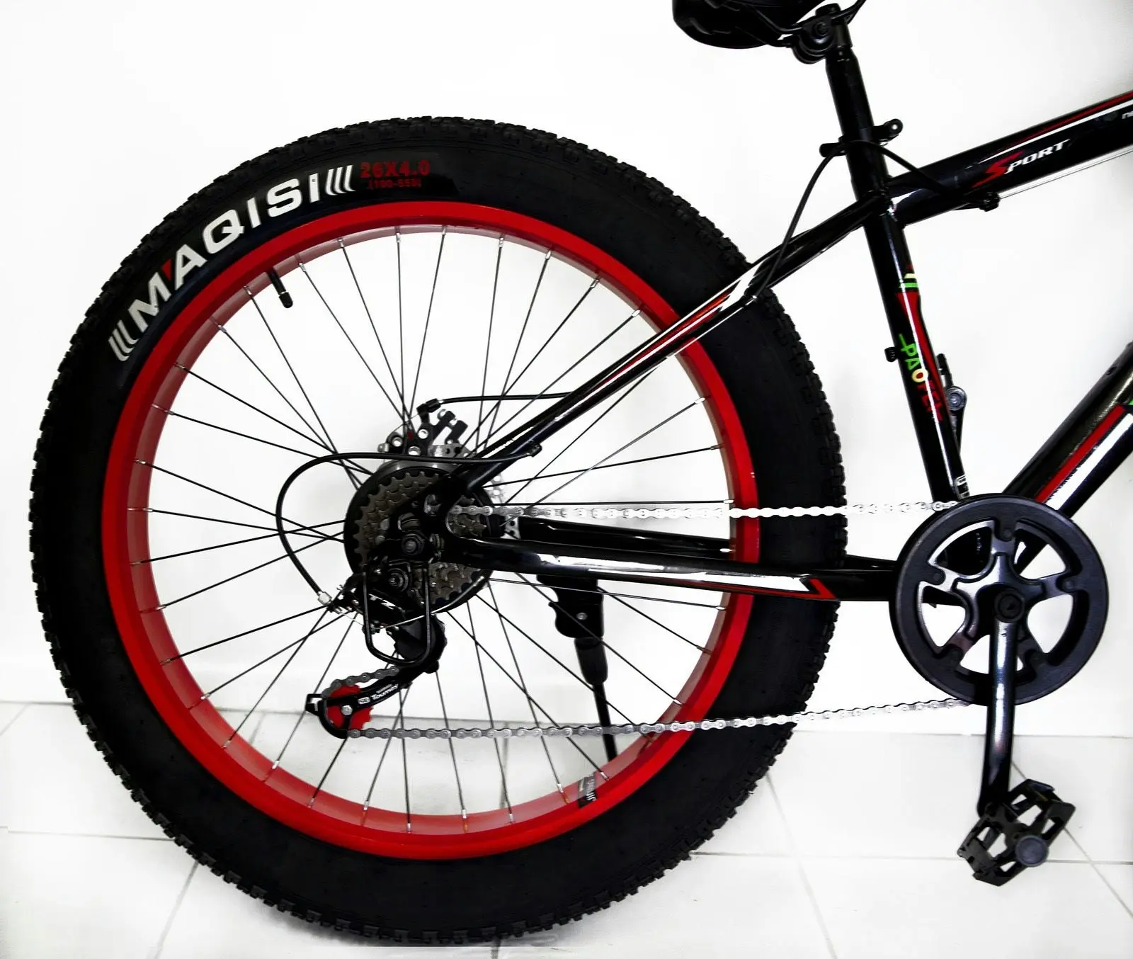 Large Tire Heavy Duty Fat Wheel Mountain Bike (Premium Red & Black Bicycle)