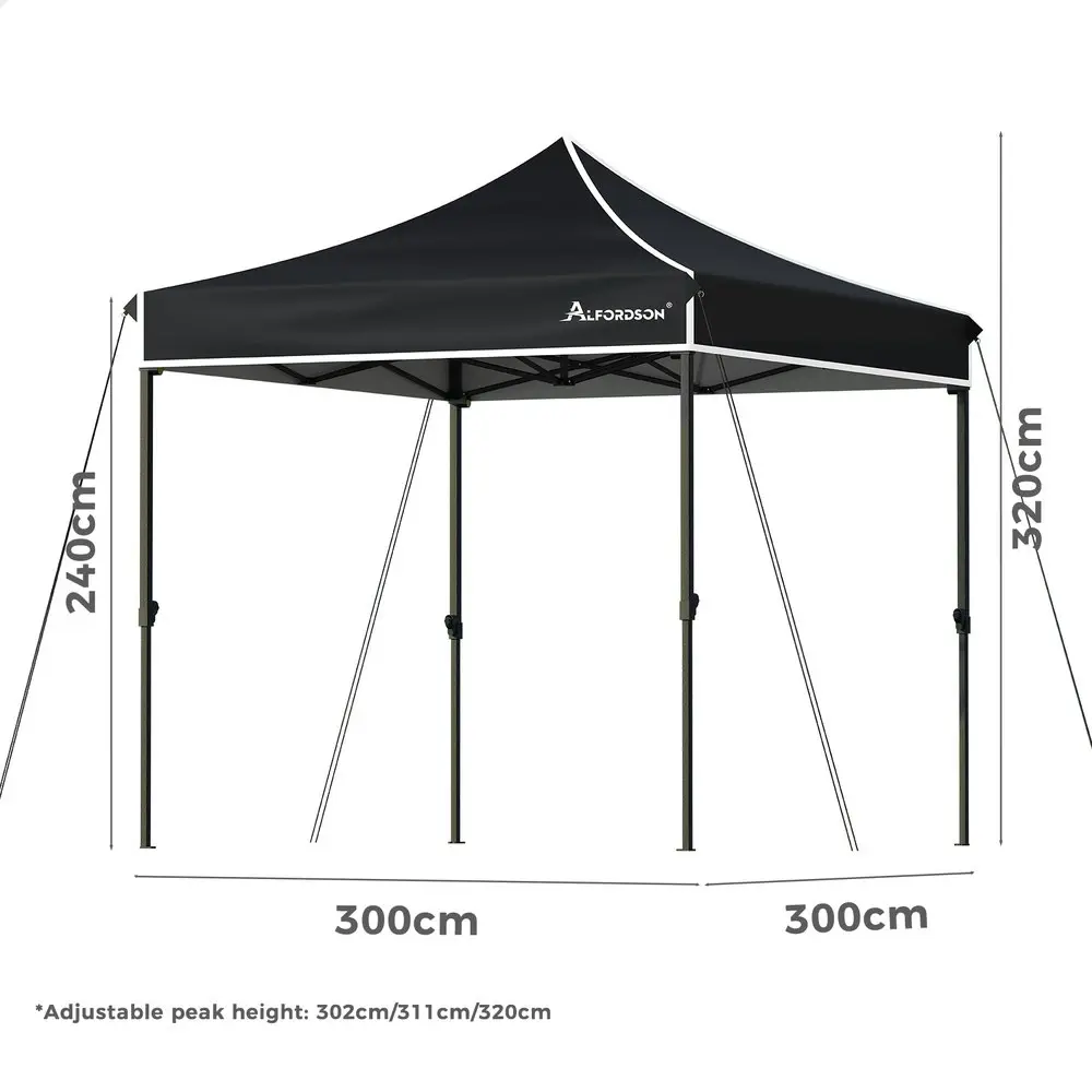 Alfordson Gazebo 3x3 Pop Up Tent Wedding Canopy Black