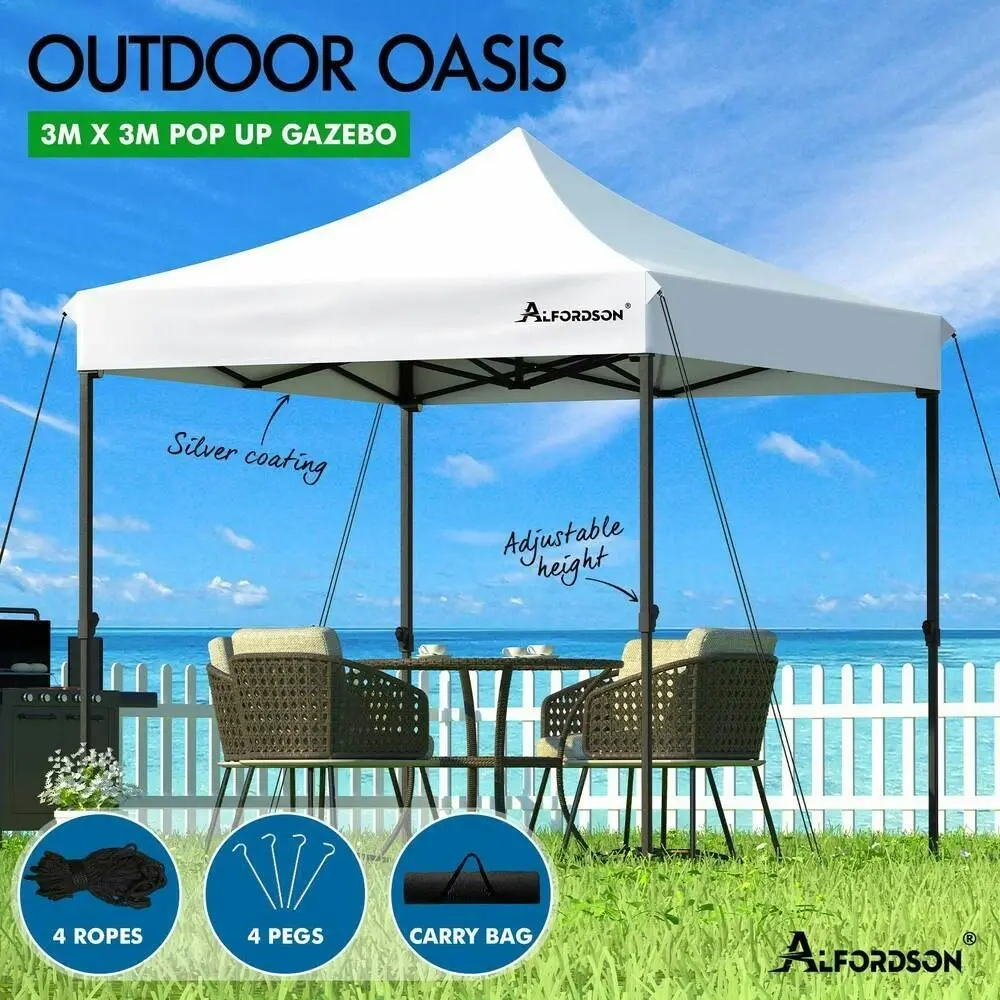 Alfordson Gazebo 3x3 Pop Up Tent Wedding Canopy White