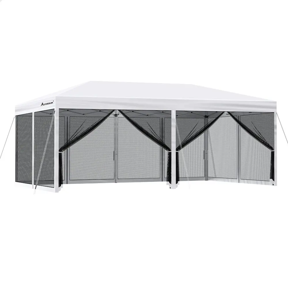 Alfordson Gazebo Pop Up Marquee 3x6 Outdoor Tent Party Camping Mesh Wall White