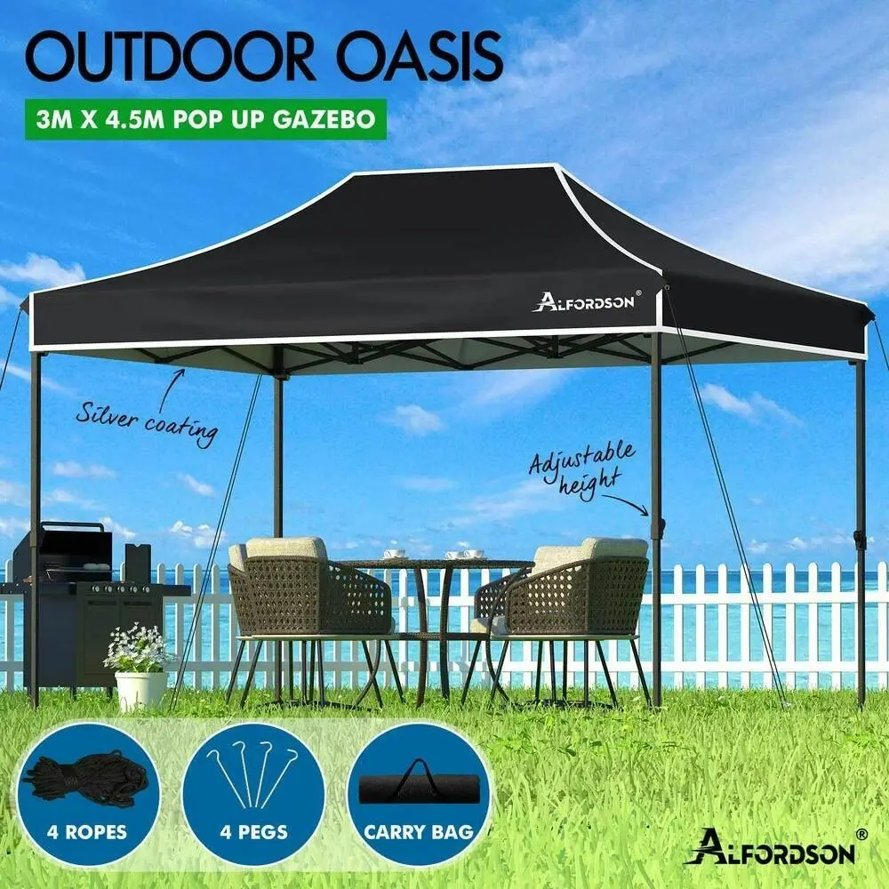 Alfordson Gazebo 3x4.5 Pop Up Tent Wedding Canopy Black