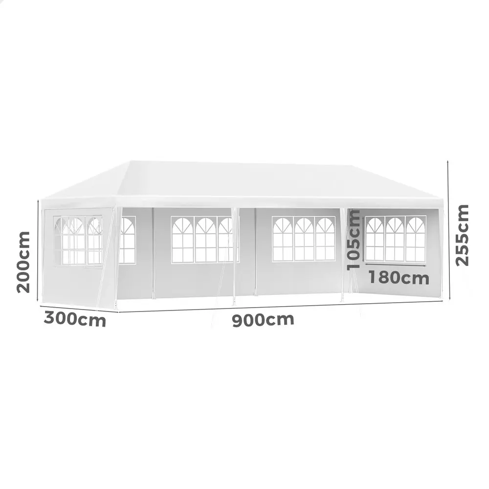 Alfordson Gazebo 3x9 Outdoor Marquee Party Tent Camping Portable Side Wall White