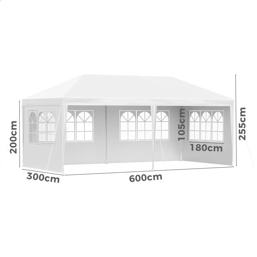 Alfordson Gazebo 3x6 Outdoor Marquee Party Tent Camping Portable Side Wall White