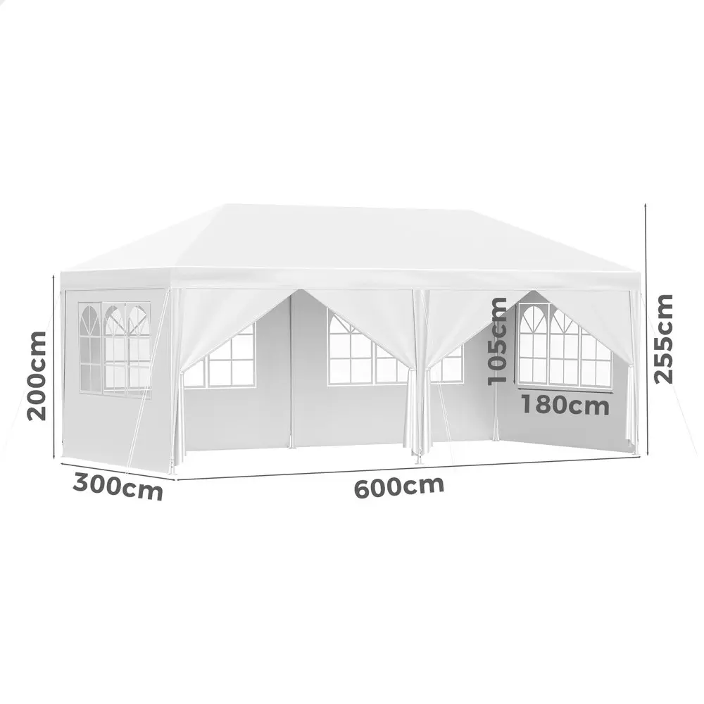 Alfordson Gazebo Marquee 3x6 Outdoor Party Tent Camping Portable Side Wall White