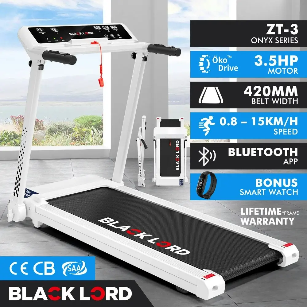 Black Lord Treadmill Electric Exercise Running Machine Foldable Home Gym Fitness White