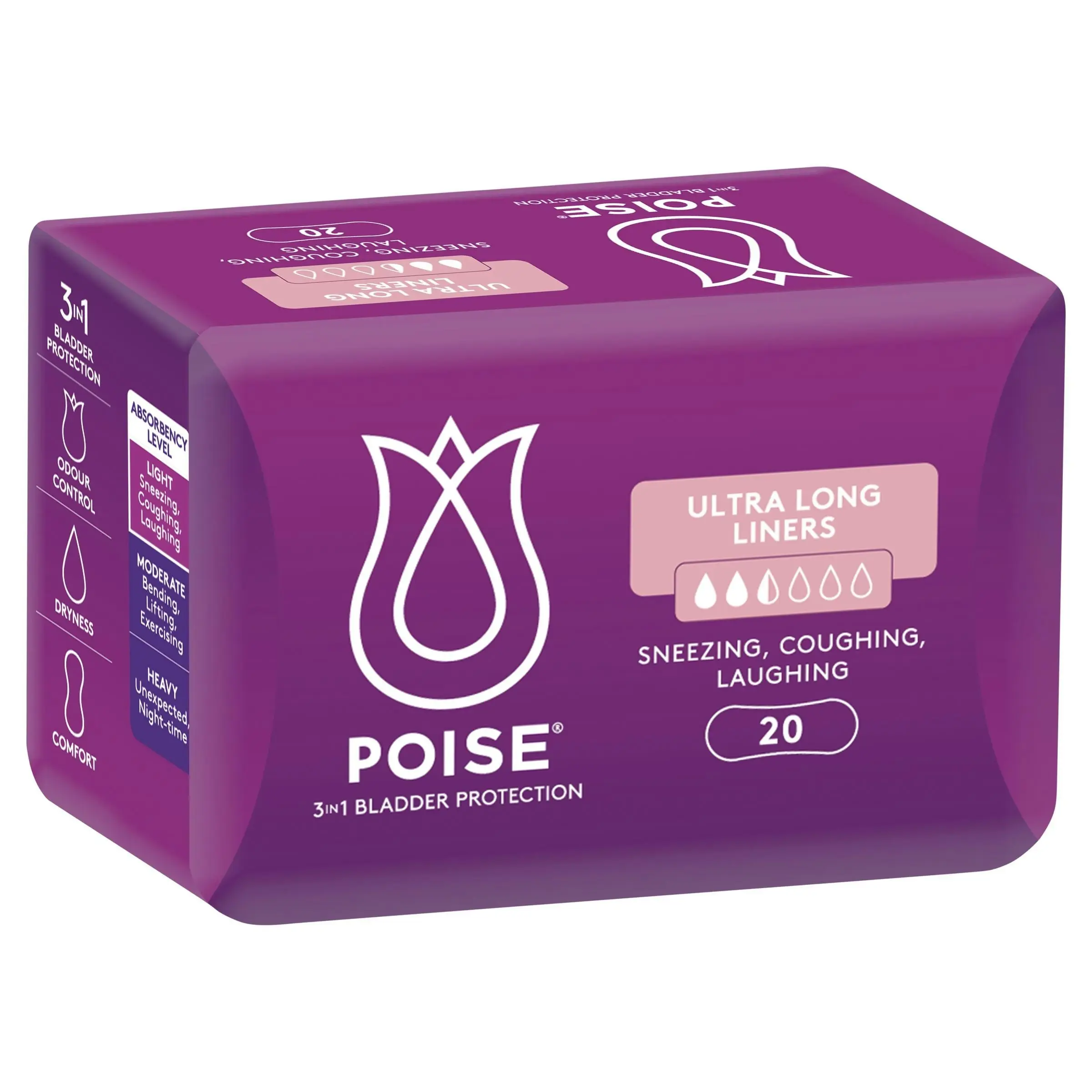 Poise Ultra Long Liners 20 Pack